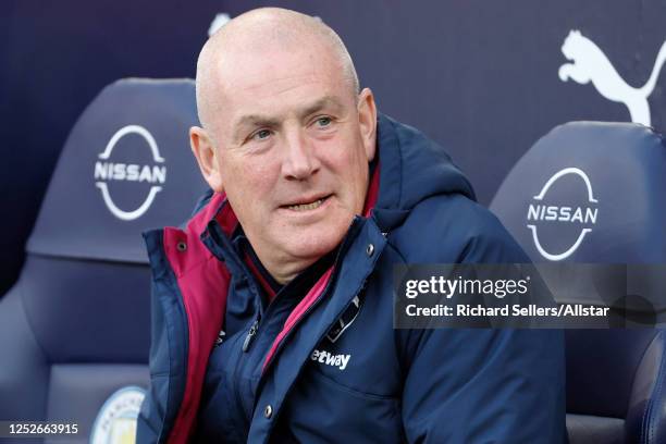 Mark Warburton, assistant manager of West Ham United before the Premier League match between Manchester City and West Ham United at Etihad Stadium on...