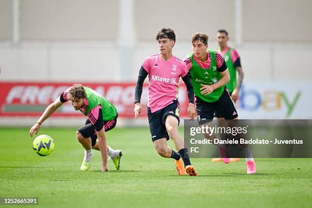 Matias Soule of Juventus during a training session at JTC on May 5, 2023 in Turin, Italy.