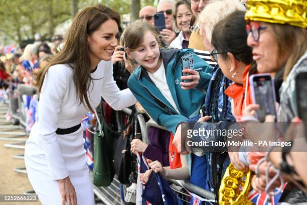The Princess of Wales on a walkabout outside Buckingham Palace, London, to meet wellwishers ahead of the coronation on Saturday. Picture date: Friday...