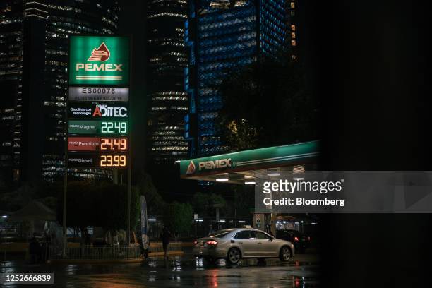 Petroleos Mexicanos gas station in Mexico City, Mexico, on Thursday, May 4, 2023. The Mexican government is not currently considering giving state...