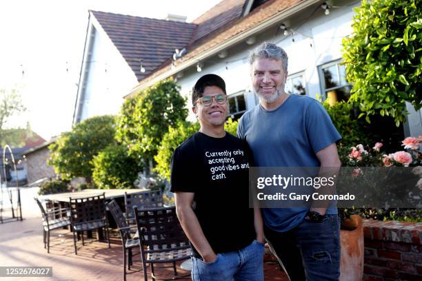 Husbands Matthew Cavalli left, and Kiel Cavalli of Solvang, founders of The Rainbow House, host its first community "werk" shop for the LGBTQ...