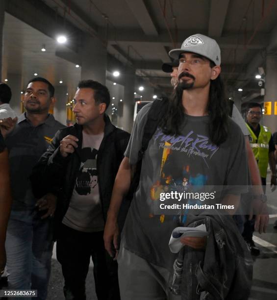 McLean, Brian Littrell, Nick Carter, Howie Dorough and Kevin Richardson, members of the American vocal group Backstreet Boys, upon their arrival...