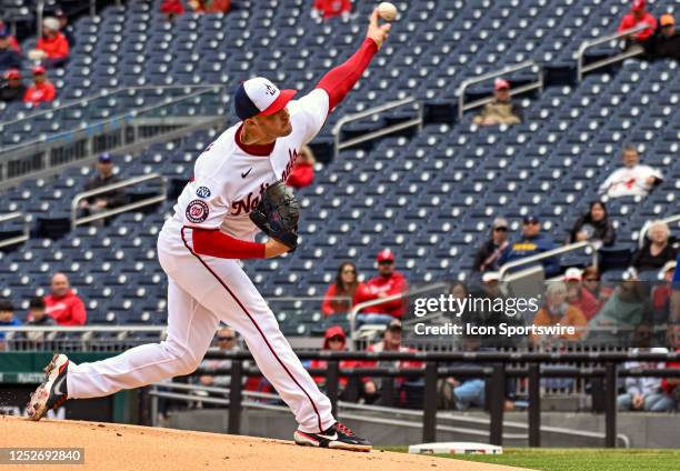 May 04: Washington Nationals starting pitcher Patrick Corbin pitches during the Chicago Cubs versus the Washington Nationals on May 4, 2023 at...