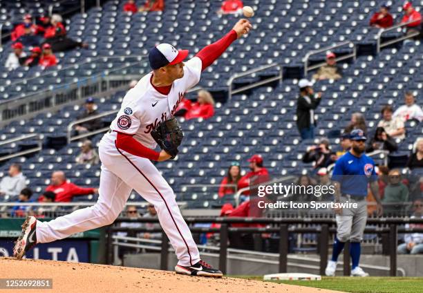 May 04: Washington Nationals starting pitcher Patrick Corbin pitches during the Chicago Cubs versus the Washington Nationals on May 4, 2023 at...