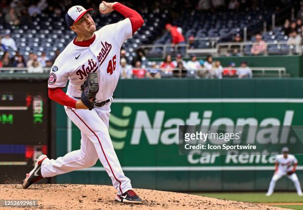 May 04: Washington Nationals starting pitcher Patrick Corbin pitches during the Chicago Cubs versus the Washington Nationals on May 4, 2023 at...