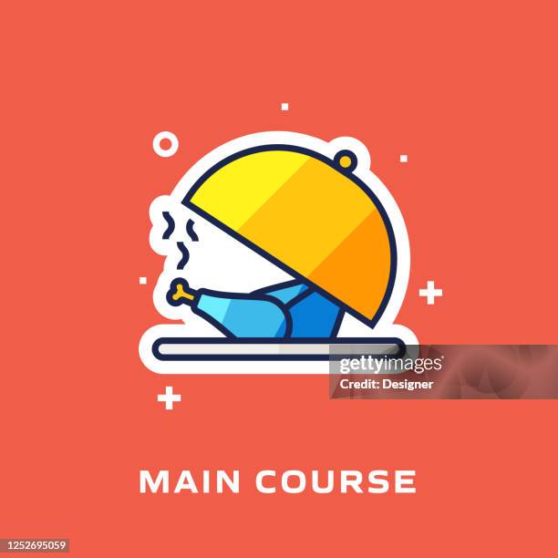 main course flat line icon, outline vector symbol illustration. - main entree stock illustrations