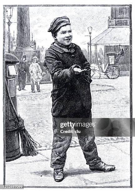 don't forget to donate the sweeper boy - white sweep stock illustrations
