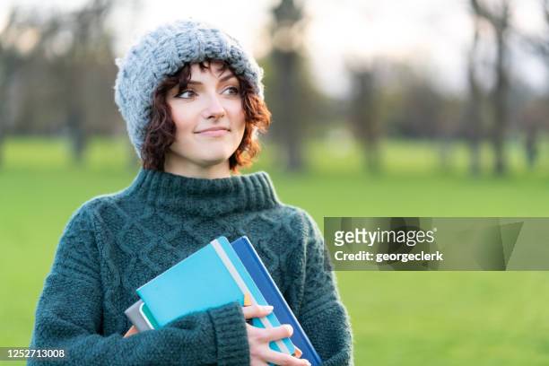 hopeful student portrait - scotland winter stock pictures, royalty-free photos & images