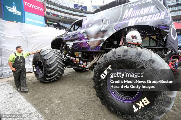 Matt Delsanter of Florida, Crew Chief for Mohawk Warrior Monster Truck at the Monster Jam at Gillette Stadium on Friday in Foxboro, MA. May 5, 2023