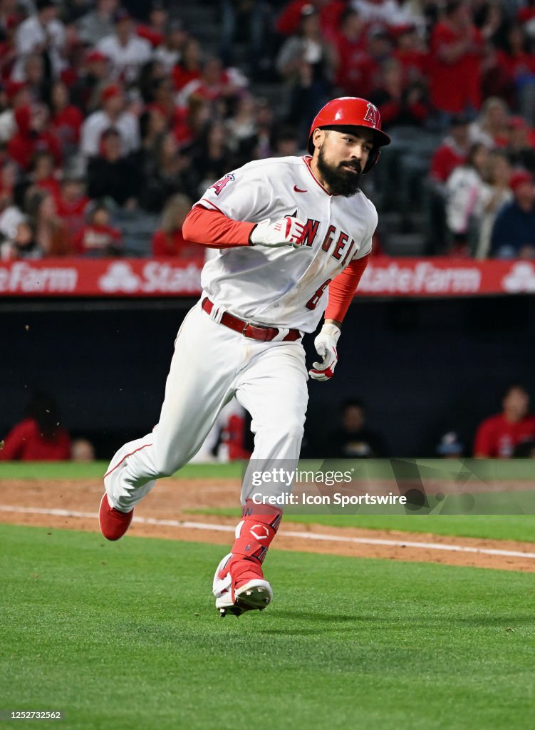 Angels Mlb Rendon Los Angeles Angels third baseman Anthony Rendon hits a single during ...