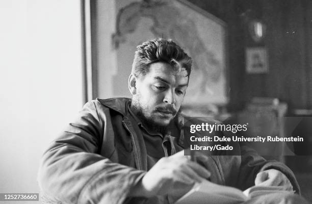 Comandante Ernesto Che Guevara, in his office, Cuba, 1963. From the Deena Stryker photographs collection.