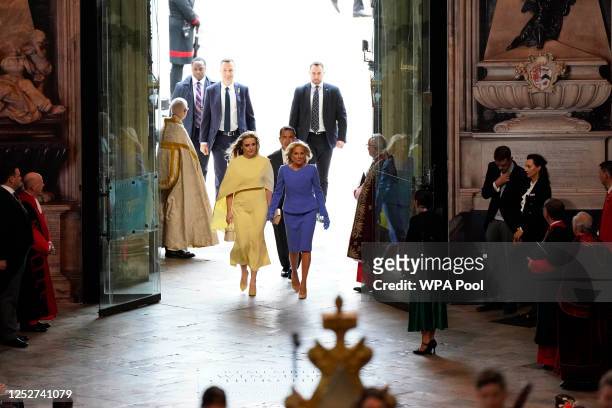 First Lady of the United States, Dr Jill Biden, and her granddaughter Finnegan Biden ahead of the Coronation of King Charles III and Queen Camilla on...