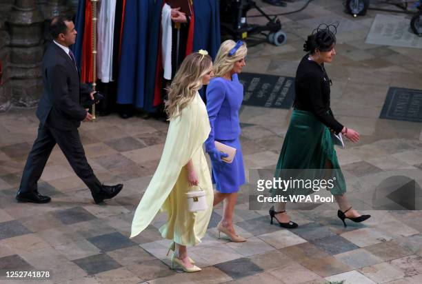 First Lady of the United States, Dr Jill Biden, and her granddaughter Finnegan Biden arrive at Westminster Abbey ahead of the Coronation of King...