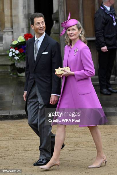 Sophie, Hereditary Princess of Liechtenstein and Alois, Hereditary Prince of Liechtenstein arrive to attend the Coronation of King Charles III and...