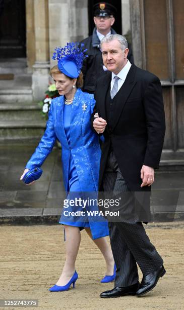 Prince Radu of Romania and Margareta of Romania arrive to attend the Coronation of King Charles III and Queen Camilla on May 6, 2023 in London,...