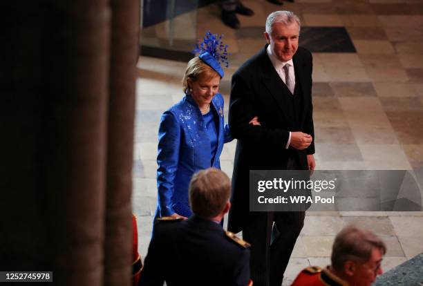 Prince Radu of Romania and Margareta of Romania arrive ahead of the Coronation of King Charles III and Queen Camilla on May 6, 2023 in London,...