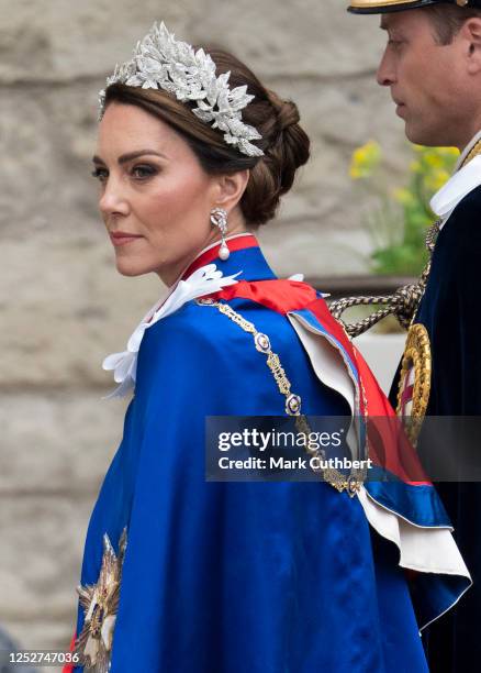 Catherine, Princess of Wales at Westminster Abbey during the Coronation of King Charles III and Queen Camilla on May 6, 2023 in London, England. The...