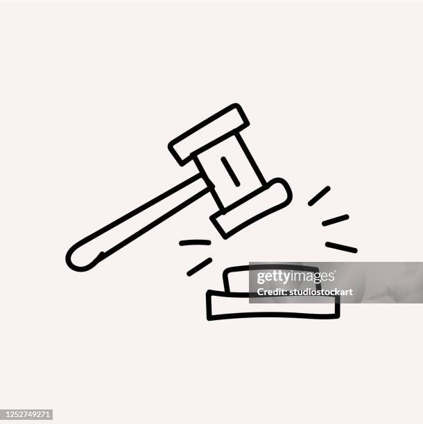 auction line icon - gavel logo stock illustrations