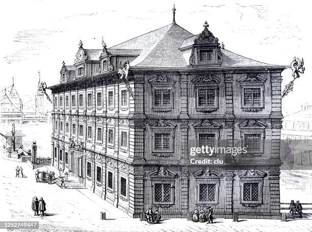 renaissance in switzerland: townhall in zurich - town hall square stock illustrations