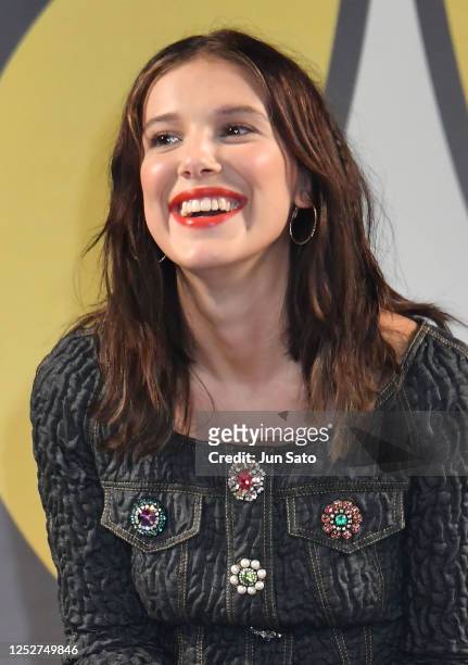 Millie Bobby Brown speaks during the celebrity talk event at Osaka Comic Con 2023 on May 6, 2023 in Osaka, Japan.