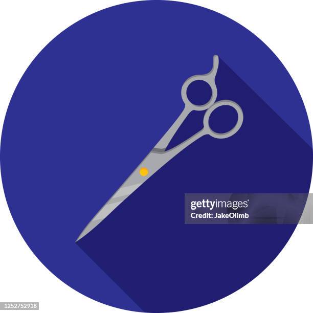 hair cutting scissors icon flat circle - barber shop closed stock illustrations