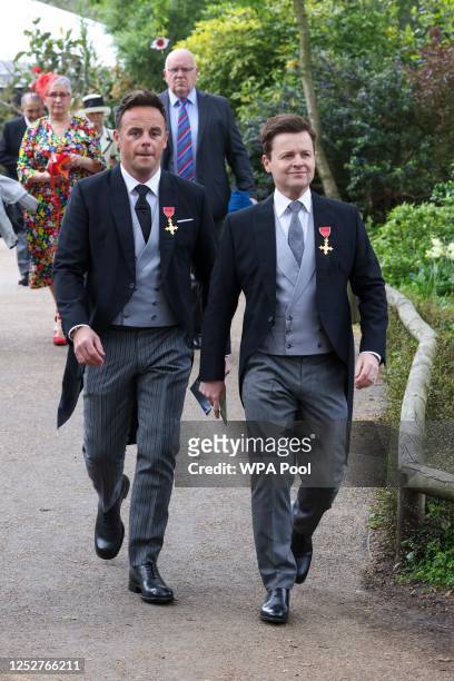 British television presenters Ant and Dec arrive for the coronation ceremony of Britain's King Charles and Queen Camilla on May 06, 2023 in London,...