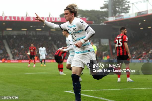 Conor Gallagher of Chelsea celebrates after scoring the opening goaL during the Premier League match between AFC Bournemouth and Chelsea FC at...