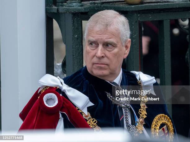 Prince Andrew, Duke of York at Westminster Abbey during the Coronation of King Charles III and Queen Camilla on May 6, 2023 in London, England. The...