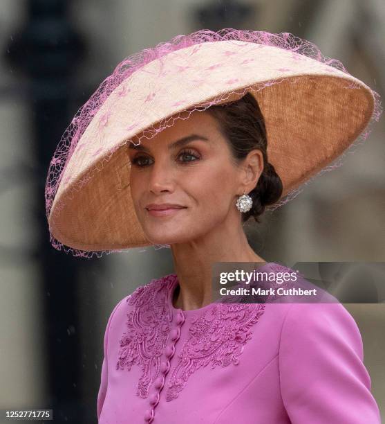 Queen Letizia of Spain at Westminster Abbey during the Coronation of King Charles III and Queen Camilla on May 6, 2023 in London, England. The...