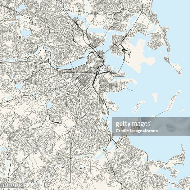 ilustraciones, imágenes clip art, dibujos animados e iconos de stock de boston, mapa de vectores de massachusetts - boston map