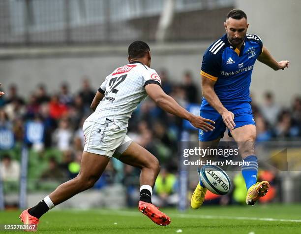 Dublin , Ireland - 6 May 2023; Dave Kearney of Leinster in action against Nevaldo Fleurs of Cell C Sharks during the United Rugby Championship...