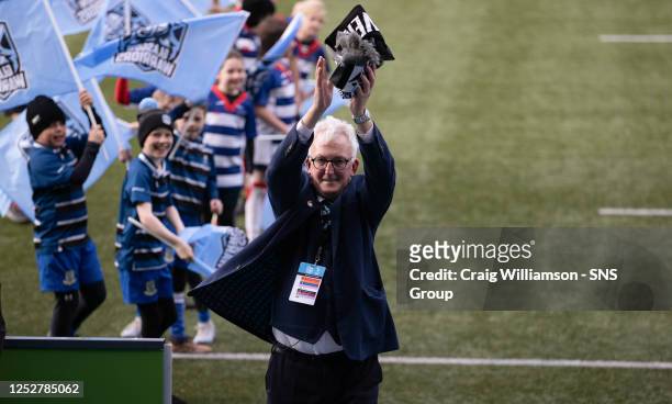 Hugh Dan Maclennan applauds the fans during a BKT United Rugby Championship match between Glasgow Warriors and Munster at Scotstoun Stadium, on May...