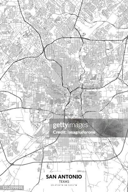 san antonio, texas vector map - san antonio missions national historical park stock illustrations