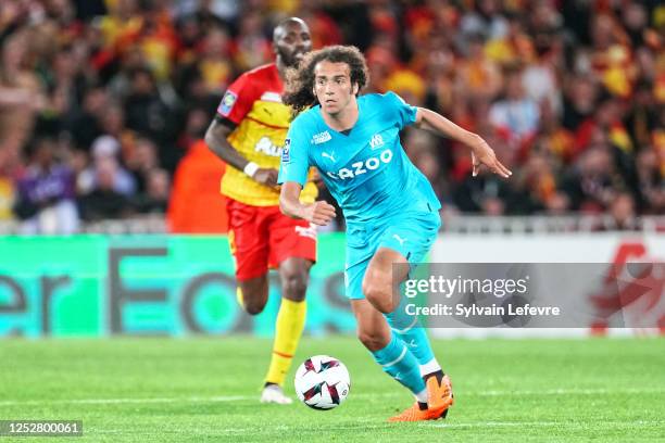 Matteo Guendouzi of Olympique de Marseille in action during the Ligue 1 match between RC Lens and Olympique Marseille at Stade Bollaert-Delelis on...