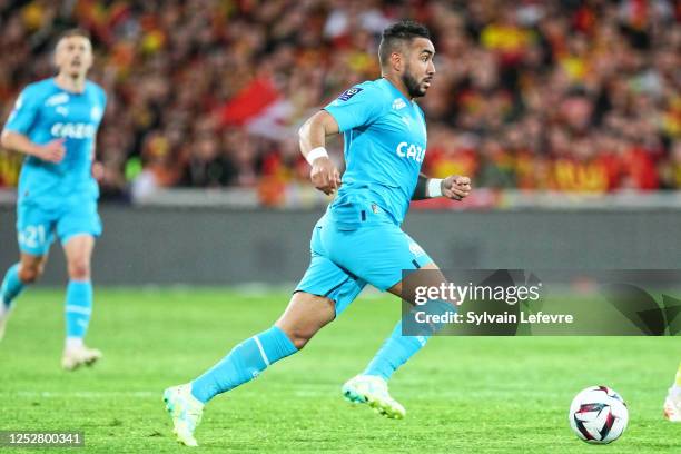 Dimitri Payet of Olympique de Marseille in action during the Ligue 1 match between RC Lens and Olympique Marseille at Stade Bollaert-Delelis on May...