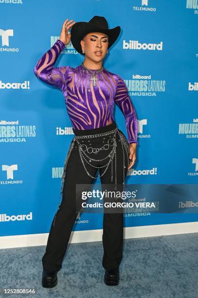 Social media star Louie Castro arrives for the Billboard Mujeres Latinas en la Musica at the Watsco Center in Coral Gables, Florida, on May 6, 2023....