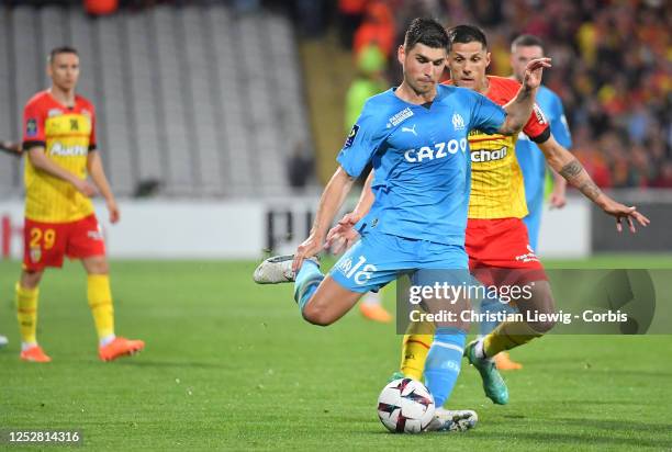 Rusian Malinovskyi of Olympique de Marseille in action during the French Ligue 1 soccer match between RC Lens and Olympique Marseille at Stade...