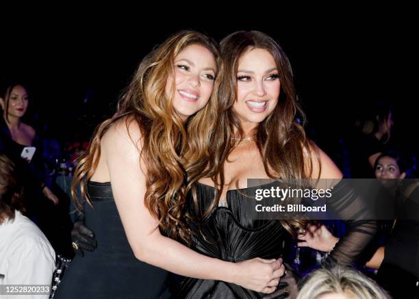 Shakira and Thalía at Billboard Latin Women In Music held at the Watsco Center on May 6, 2023 in Coral Gables, Florida. The show airs on Sunday, May...