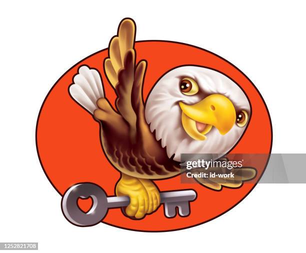 funny bald eagle holding key - character select stock illustrations
