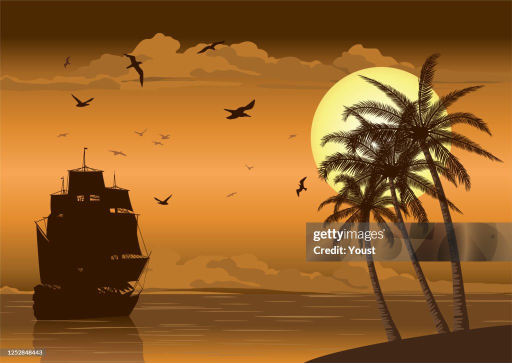 Majestic Sailing Ship at Sea
