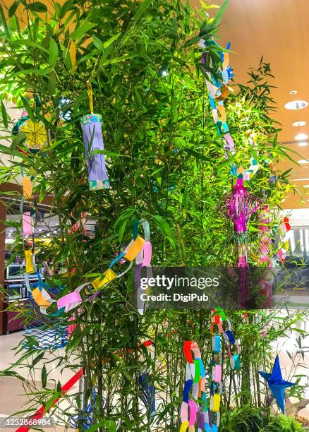 tanabata decoration at the shopping mall - festival tanabata imagens e fotografias de stock