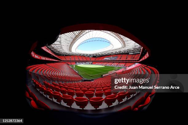 General view ahead of the Liga match between Athletic Club and RCD Mallorca at San Mames Stadium on June 27, 2020 in Bilbao, Spain.