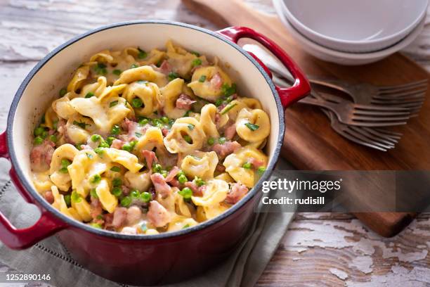 ham and cheese tortellini - pancetta stock pictures, royalty-free photos & images