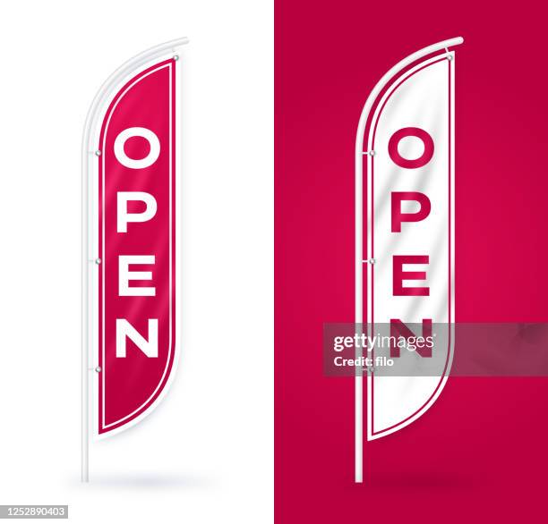 open flag banner - now open stock illustrations