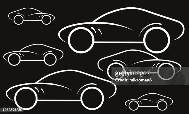 drawn outline of a sports cars background - ferrari cars wallpaper foto e immagini stock