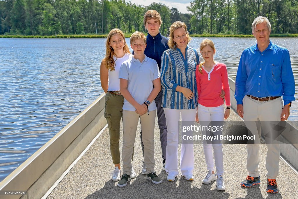 King Philippe Of Belgium, Queen Mathilde And their children Visit A Touristic Spot In The Province Of Limbourg