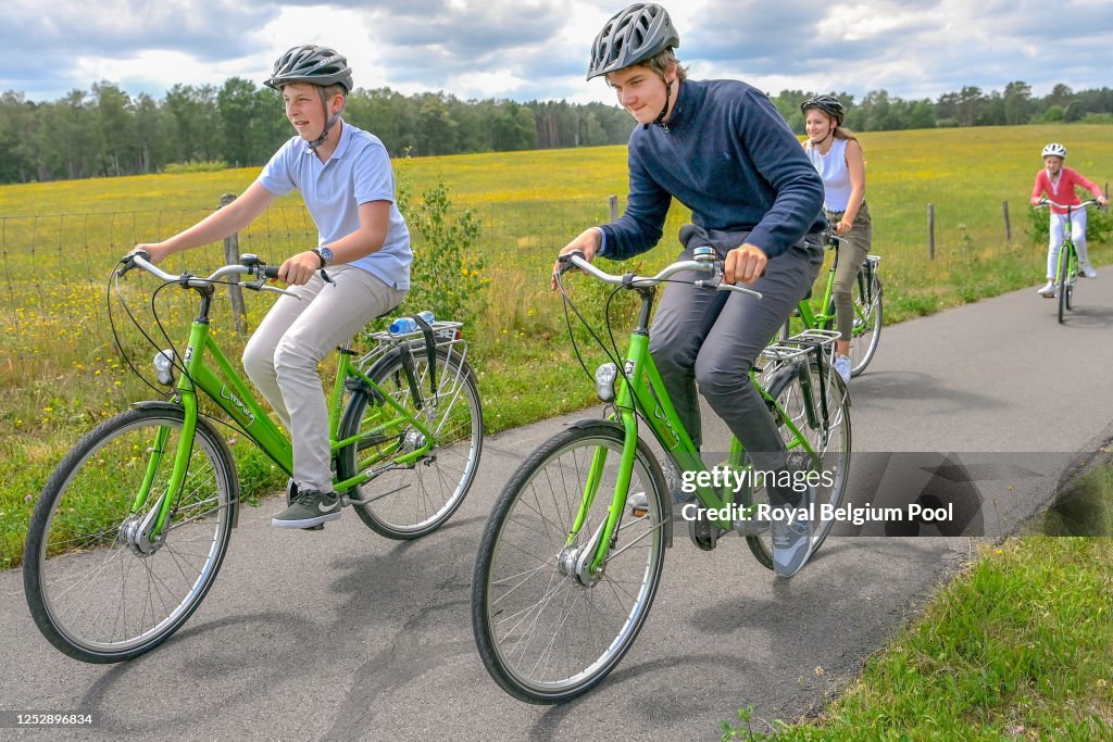 King Philippe Of Belgium, Queen Mathilde And their children Visit A Touristic Spot In The Province Of Limbourg