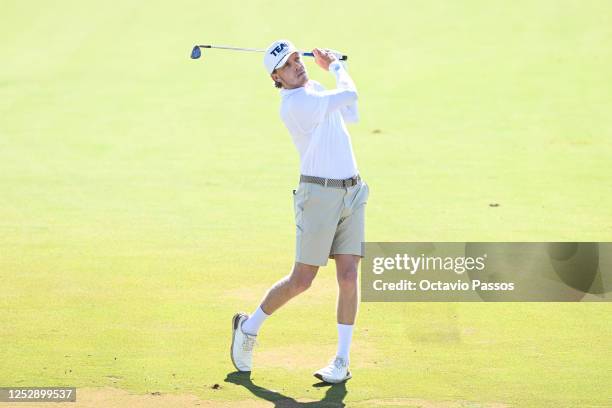 Maximilian Rottluff of Germany plays his second shot on the 1st hole during Day Four of the UAE Challenge at Saadiyat Beach Golf Club on May 7, 2023...