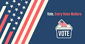 Banner set of Election ballot box with a combination of American flag