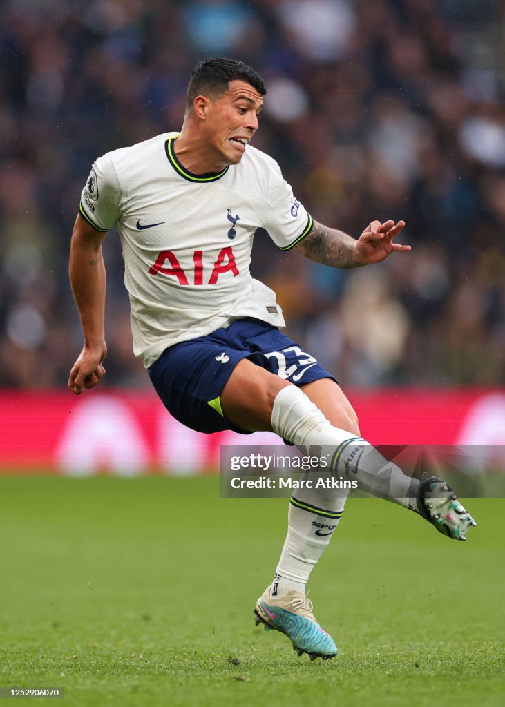 Tottenham P Rails Pedro Porro of Tottenham Hotspur during the Premier League match ...